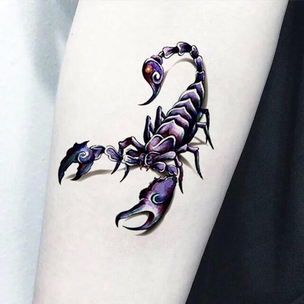 2 Pcs Black 3D Scorpion Temporary Tattoos Temporary Tattoos Stickers Fashionable Fake Tattoos Removable Waterproof Body Art Tattoo Stickers for Men Women Teens Girls Boys