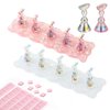 Prasacco 2 Sets Nail Stand for Painting Nails, Acrylic Nail Holder for Press on Nails Display with 96 pcs Reusable Adhesive Putty Magnetic Fake Nail Holder for Painting for Home DIY Salon(White+Pink)