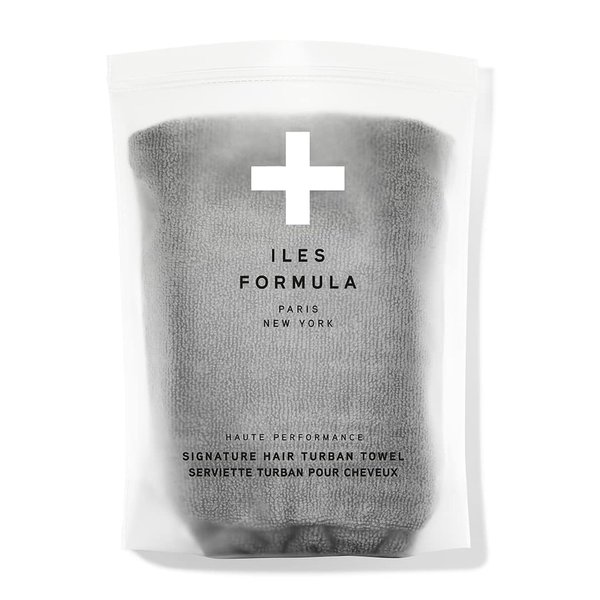 ILES FORMULA Haute Performance Hair Turban Towel: Fast Absorbing Microfiber Towel, Reduces Hair Static, Frizz, and Breakage, Grey