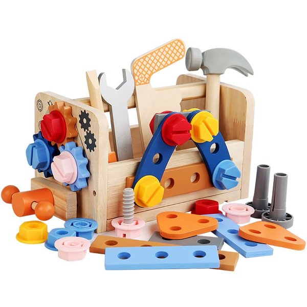 Esinyee 24 Pieces Wooden Tools Set for 1 - 5 Years Old, Montessori Education, Perfect for 2 - 5 Years Old, Birthday Gift