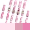 QQPPOLIU Long Square Press on Nails with Rhinestones Designs Fake Acrylic Nails Flower and Butterfly Press on Nails Goddess Press Ons Glue on Nails 24pcs