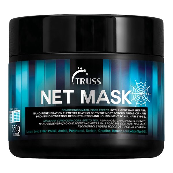 Truss Professional Net Hair Mask - Intensive Repair Mask for Curly Hair - Nano Protein Infused; Anti-Static Hair Mask; Reconstructor; Detangler; Repairs Damaged Hair; Hydrates Curls