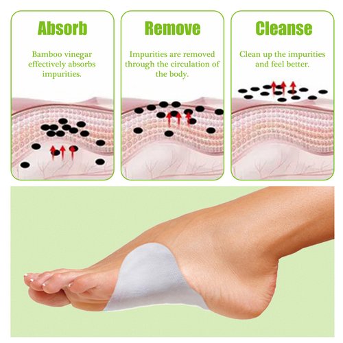 Deep Cleansing Foot Pads, Natural Bamboo Vinegar Ginger Foot Pads, Foot Care Patches for Better Sleep, Relaxation, Relieve Stress, Remove Dampness, Pain Relief, 14 Pack