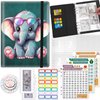 100 Envelopes Money Saving Challenge Binder, A5 Budget Binder with 25 pcs Cash Envelopes, 3 pcs Reusable Laminated Trackers Saving, Money Organizer，Cute Elephant