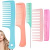 Hair Comb for Women, Wide Tooth Comb, Fine Tooth, Rat Tail Comb, for Wet Curly Thick Thin Hair Detangling (5PCS)