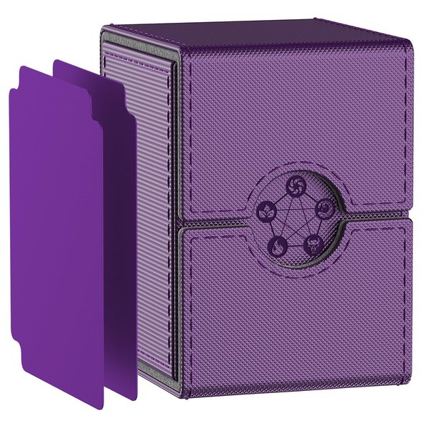 MIXPOET Purple Deck Box for MTG Cards, Trading Card Storage Box with 2 Dividers per Holder, Holds up to 110 Cards