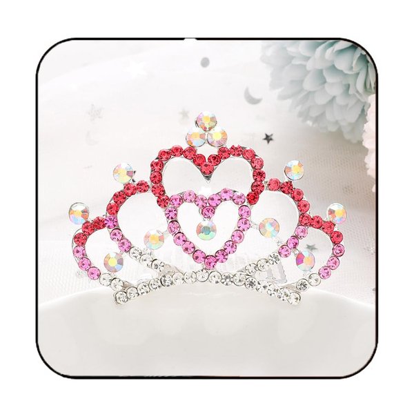 Kilshye Girls Tiara Hair Comb Silver Princess Crown Comb Rhinestone Prom Tiaras Headband for Kids (Pink)