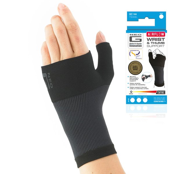 Neo-G Wrist and Thumb Support for Arthritis, Joint Pain, Tendonitis, Sprain - Wrist Brace Wrist Compression Hand Support - M - Black