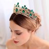 Olbye Wedding Tiara Green Crystal Crown for Women and Girls Queen Crowns and Tiaras Baroque Crown Gold (Style2)