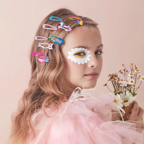 Hair Clips for Girls,110 Pcs No Slip Metal Snap, Barrettes for Kids Teens Women, Cute Candy Color Cartoon Design Hair Pins (Animals Fruits Crowns Stars)