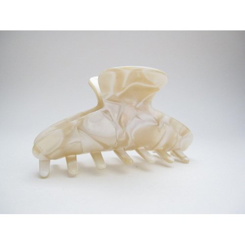 Shimmering marbled vanilla blonde white hair claw clip medium fine hair