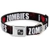 Dog Collar Seatbelt Buckle I Heart Zombies Bold Splatter Black White Red 15 to 26 Inches 1.0 Inch Wide