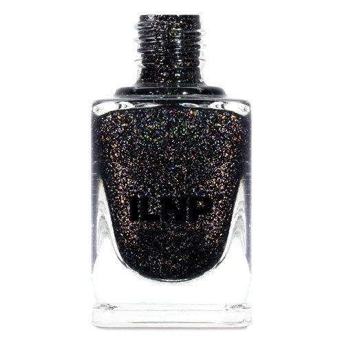 ILNP Silhouette - Rich Black Gold Flake Holographic Nail Polish