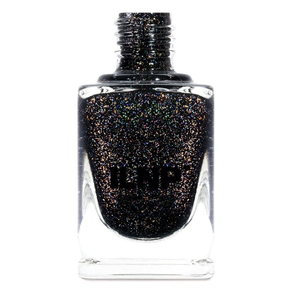 ILNP Silhouette - Rich Black Gold Flake Holographic Nail Polish