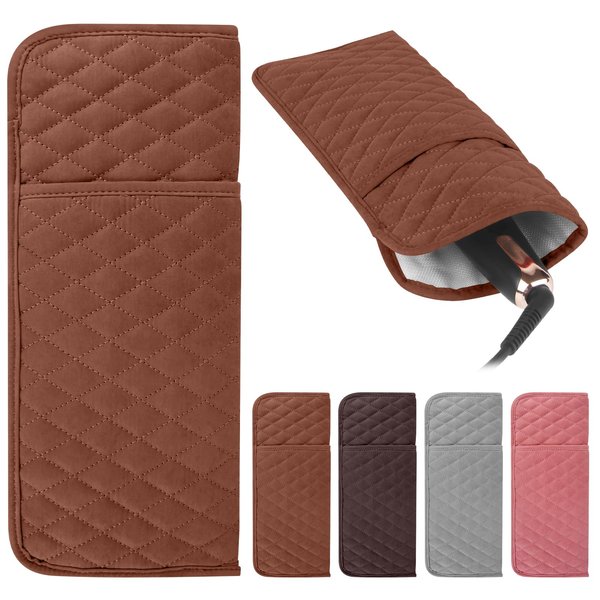 WRORUNER Heat Resistant Hair Tools Bag Portable Travel Hot Tools Holder Organizer Cover Pouch for Curling Iron, Flat Iron, Hair Straightener and Other Hair Styling Tools(13.8" x 5.5")