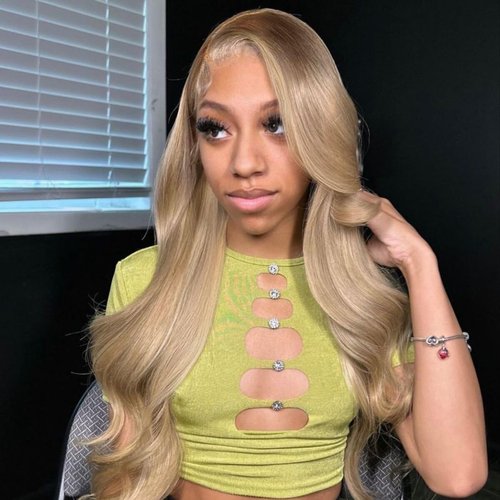 Orijodie Highlight Ombre Light Brown Roots Ash Blonde Wigs Human Hair 180% Density 13x4 Body Wave HD Ultra Thin Lace Wig for Women Balayage Glueless Flaxen Gray Colored Lace Front Wigs 24Inch