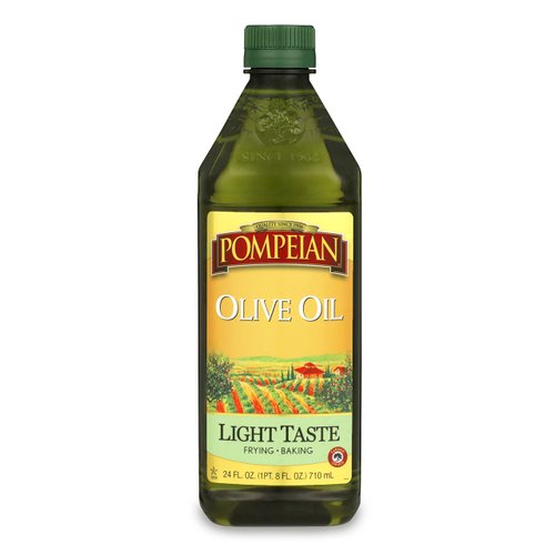 Pompeian Light Taste Olive Oil, Light, Subtle Flavor, Perfect for Frying & Baking, Naturally Gluten Free, Non-Allergenic, Non-GMO, 24 FL. OZ.