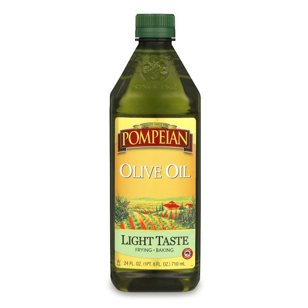 Pompeian Light Taste Olive Oil, Light, Subtle Flavor, Perfect for Frying & Baking, Naturally Gluten Free, Non-Allergenic, Non-GMO, 24 FL. OZ.