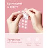 GLAM UP Hydrocolloid Blemish Pimple Zit Patches - Invisible Ultra Thin Spot Cover Stickers for Face and Skin, Strong Water-proof and Adhesive Overnight, Vegan-friendly (72 Count / 2 Sizes)