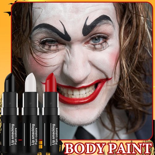 WENJLYJ 3 PCS Face Body Paint Stick,Sports Eye Black Baseball Stick Professional Eyeblack Face Paint Halloween SFX Goth Makeup for Sports Clown Festival Cosplay Costume（White+Black+Red）