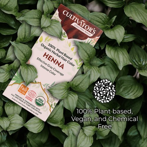 Cultivator's 100% Organic USDA Certified Henna Powder for Hair | Natural Henna powder for hair color and growth | henna powder for hair - No chemical or additive | Lawsonia Inermis - 3.5 Ounce