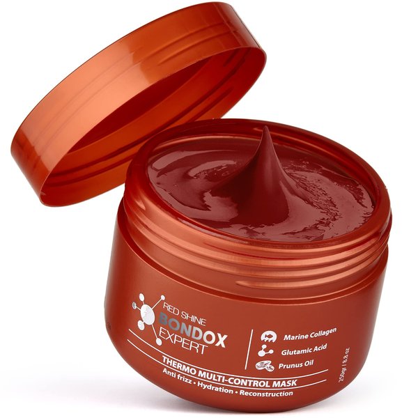HAIR MASK FOR DAMAGED HAIR Red Shine Color BONDOX HAIR 8.8 oz Depositing Mask Almond Oil Formaldehyde-Free Repairs the Hair Elasticity and Flexibility, Softens, Moisturizers, Red Shine
