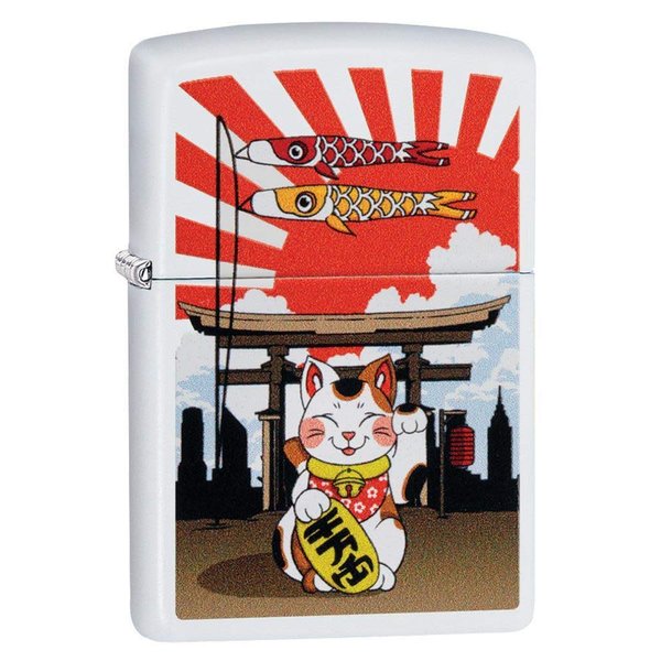 Zippo Lucky Cat Design Candy White Pocket Lighter