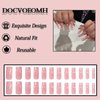 DOCVOEOMH Press on Nails Long Square Pearls Fake Nails False Glue on Nails for Women and Girls 24PCS