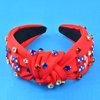 ABONDEVER Patriotic Rhinestone Headband for Women Crystal Top Knot Beaded Headbands Wide Jeweled Embellished Hairband Independence Day Hair Accessories Gifts(Red-USA)