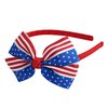 MEEDEE Fashion American Flag Bow Headband Bowknot Headband Big Bow Grosgrain Ribbon Hair Hoop Headband for Girls Toddlers Girls Kids Party Cosplay Costume Headwear Makeup Handmade Hair Band