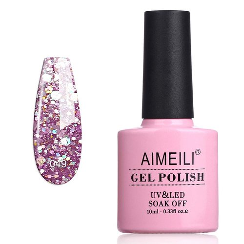 AIMEILI Soak Off U V LED Gel Nail Polish - Princess Glitter (049) 10ml