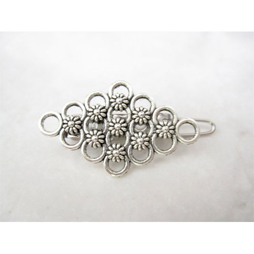 Generic Small silver geometric flower design metal hair clip barrette for fine hair (Clip quantity: 1 Clip)