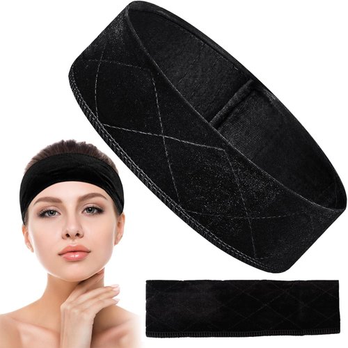 ROTDAM Wig Grip Band Velvet Headband Scarf Head Hair Band Extra Hold Wig Adjustable Fastern,Stretch Cotton headband (BLACK)