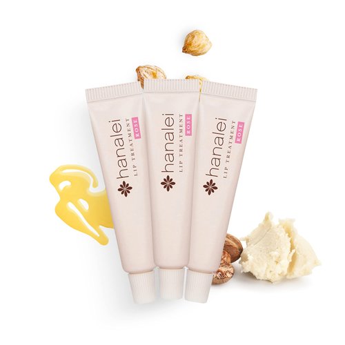 Cruelty-Free and Paraben-Free Lip Treatment to Soothe Dry Lips by Hanalei – Made with Kukui Oil, Shea Butter, Grapeseed Oil – Made in USA – Rose Tint Travel-Size 3 Pack (5ml/5g/0.17oz x 3 tubes)