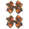 Glitter Happy Fall Orange Buffalo Plaid Ribbon Bows Hair Clips 4'' for Girls Kids Turftan Brown Checkered Hair Bow Alligator Barrettes Autumn Wreath Thanksgiving Decor Accessories Gift
