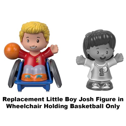 Fisher-Price Replacement Figure Little People Mia and Josh Basketball Playset FGX51 - Replacement Little Boy Josh Figure in Wheelchair Holding Basketball