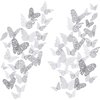 72 Pieces 3D Butterfly Wall Decals Sticker Wall Decal Decor Art Decorations Sticker Set 3 Sizes for Room Home Nursery Classroom Offices Kids Girl Boy Bedroom Bathroom Living Room Decor (Silver)