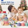 Jyusmile Baby Sensory Teething Toys Set, Montessori Baby Toys 6-12 Months, Incl Newborn Rattle Teether & Baby Blocks & Soft Stacking Rings, Ideal Baby Boy Girl Gifts, Infant Toys 0-3-6-9-12-18 Month