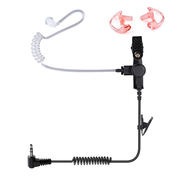 COMMIXC 2-Pack Walkie Talkie Earpiece Listen Only, 3.5mm 1-Pin Acoustic Tube Surveillance Headset for Two Way Radio and Speaker Mic