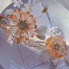 1 pcs Rabithenn Orange Equinox Flower for Women Chinese Hanfu Acrylic Resin Pearl Hair Clips Flower with Metal Hair Accessories for Women Girls Long Hair (Equinox Flower)