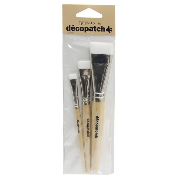 Décopatch - Ref PACK3PCO - Pack of 3 Nylon Brushes - Suitable for Use on All Surfaces, Less Brush Streaks, Easy to Clean, 3 Different Widths & Size of Brush