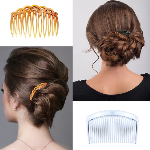 18 Pieces French Side Hair Twist Comb Set Plastic Twist Comb Hair Clip Combs Hair Accessories with 11/23 Teeth for Multiple Hairstyles Girls Women (Black, Transparent, Brown)