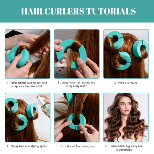 Oneleaf C-type hair curls, fluffy hair, no heat, curls, no harm to hair, sleep, curls, portable hair curlers-Green