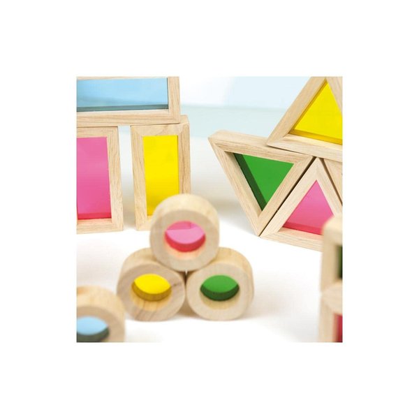Andreu Toys TY-006 24 Pcs. Small Rainbow Blocks Wooden Puzzles, Multicoloured