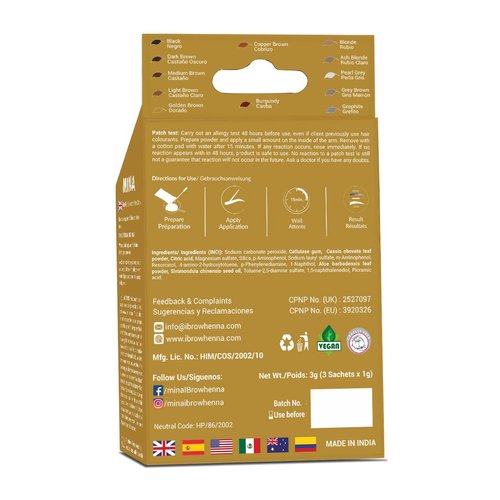 MINA ibrow Professional Hair Color Kit Regular Pack (Golden Brown) with Nourishing oil combo pack