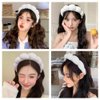 AOENJIE Spa Headbands for Washing Face or Makeup, Sponge Bubble Skincare Headbands, Puffy Terry Cloth Hairband for Women, Skin Care Makeup Headwear Hair Accessories for Girls (White)