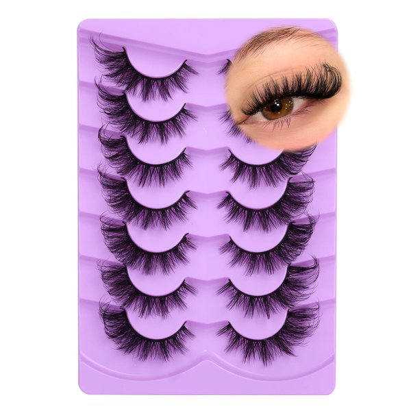 ALICE Fox Eye Lashes Fluffy Manga False Eyelashes 3D Wispy Cat Eye Lashes Wispy Anime Eyelashes Spiky Cosplay Fake Eye Lashes Pack 7 Pairs
