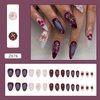RTKHFZE Almond Fake Nails - Press on Nails Short Purple Gradient Press on False Nails with 3D Flower and Cute Cat's Paw Designs Nails Full Cover Acrylic Nails Stick on Nails for Women Manicure