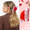 2 Pack Christmas Hat Hair Claw Clips for Girls Acrylic Jaw Clips Christmas Themed Styling Barrette Hair Accessories for Women Girls Thin and Thick Hair (Green and Red)