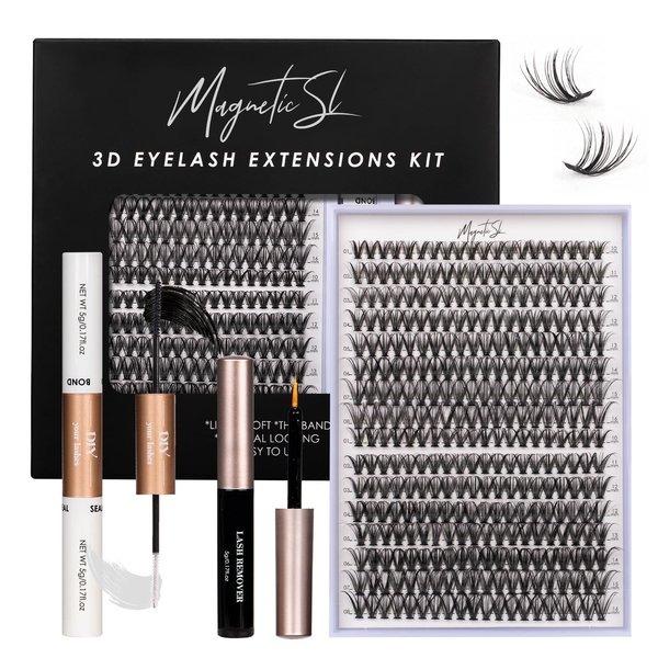 Lash Clusters DIY Lash Extensions Kit 320pcs Individual Lashes Clusters 30D 40D D Curl Eyelash Extension Kit with Applicator and Lash Bond&Seal,Clusters Lash Glue Remover Mix 10-16mm (30D+40D-320 KIT)